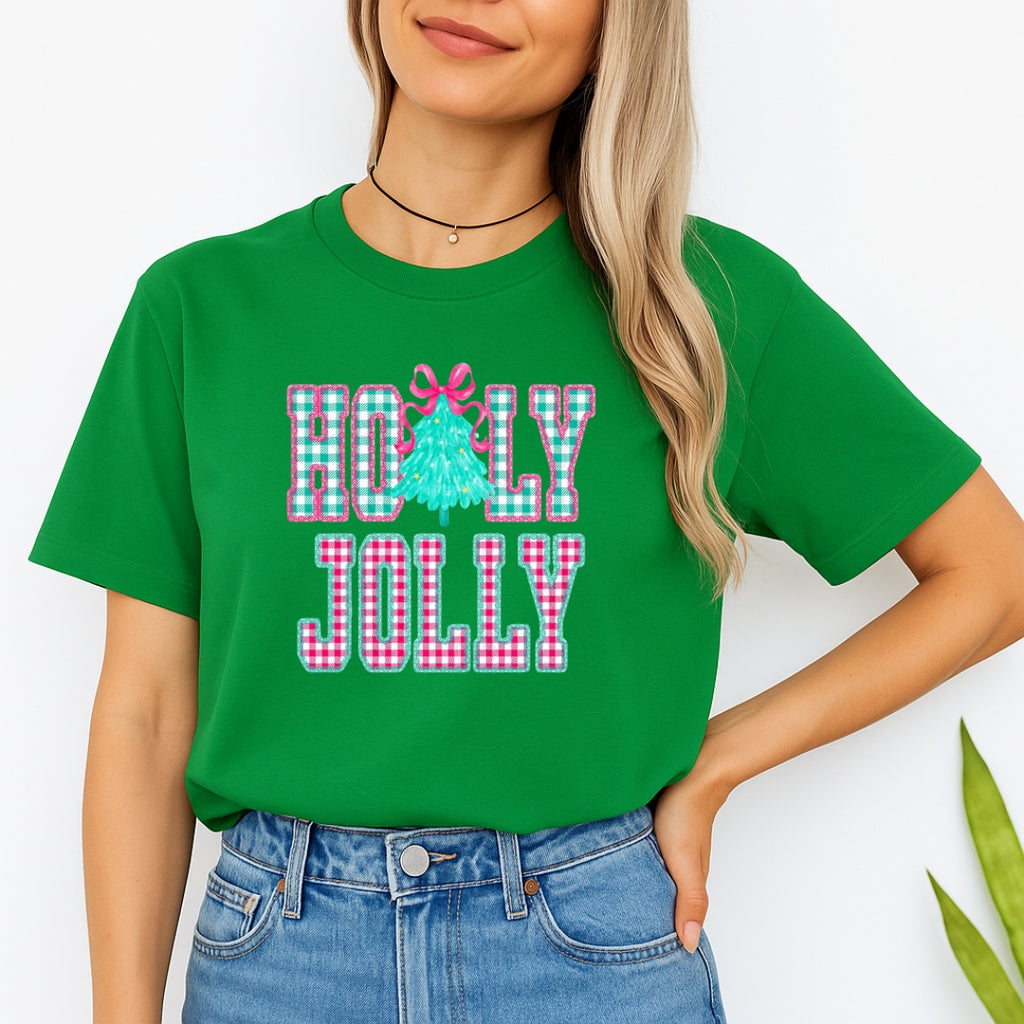 Holiday Shirt -Holly Jolly Gingham Christmas