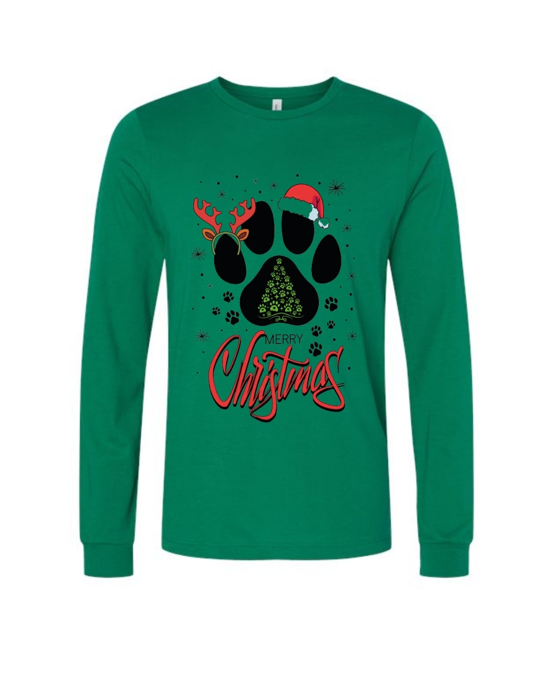 Merry Christmas Paw Print Holiday Apparel – Festive Pet Lover Christmas Design