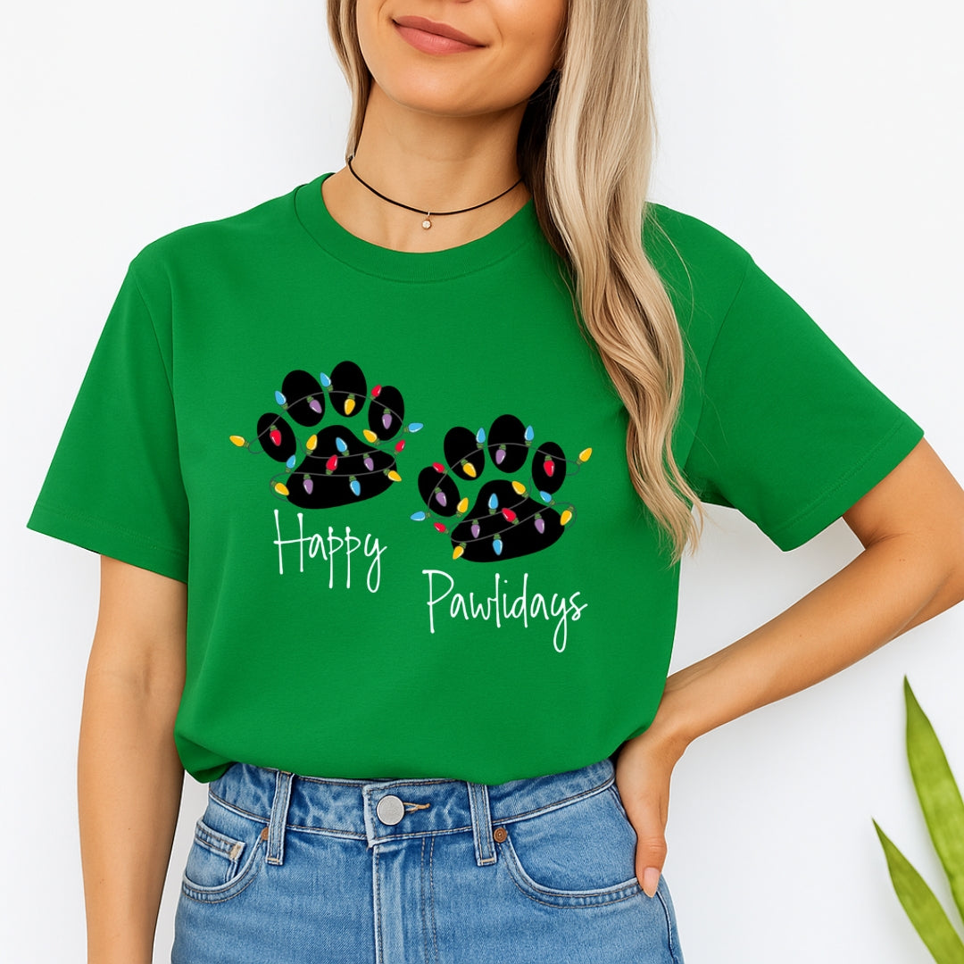 Christmas Tee for Pet Parents : Happy Pawlidays Sweatshirt – Festive Dog Lover Gift