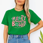 Holiday Shirt - Merry and Bright Pastel Christmas Graphic