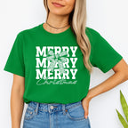Holiday Shirt - Merry Merry Merry Christmas Graphic