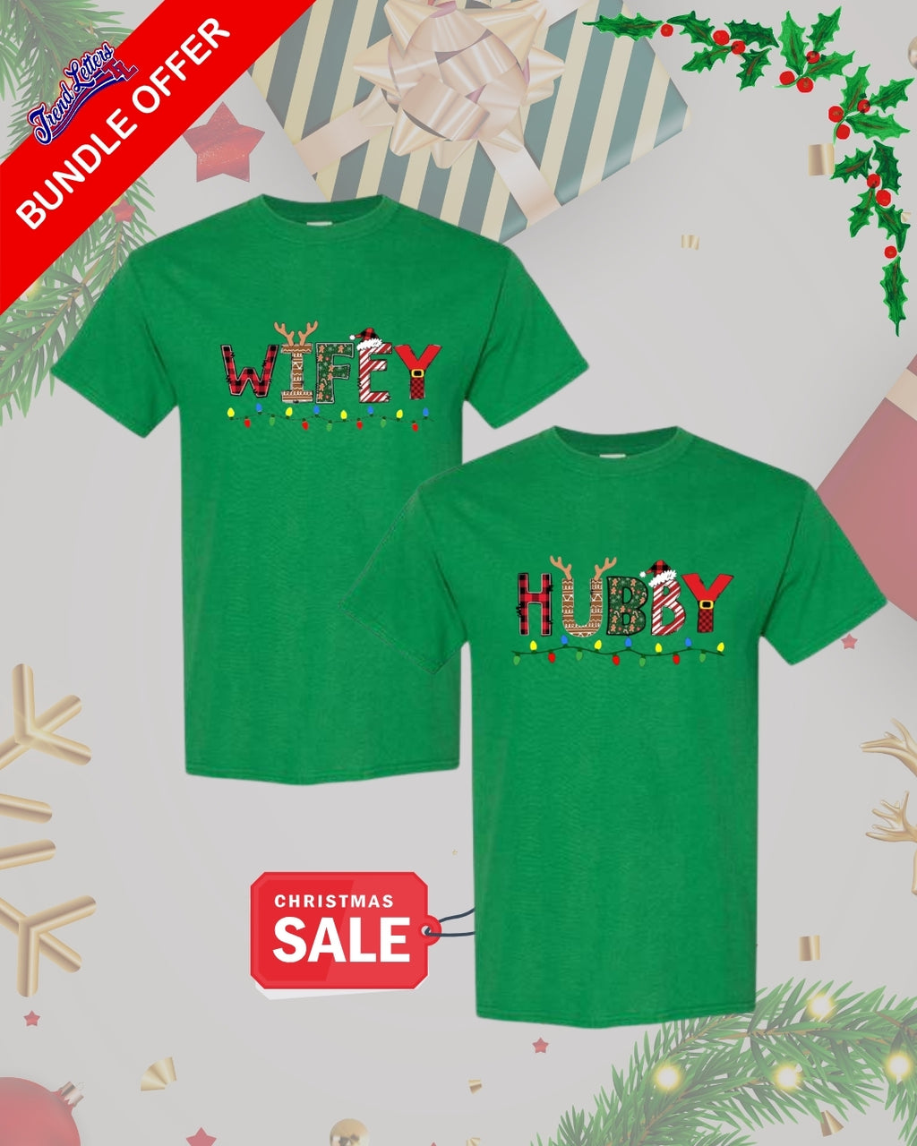 Holiday Shirt - Matching Couple Christmas Clothing – Hubby & Wifey Christmas Lights Design