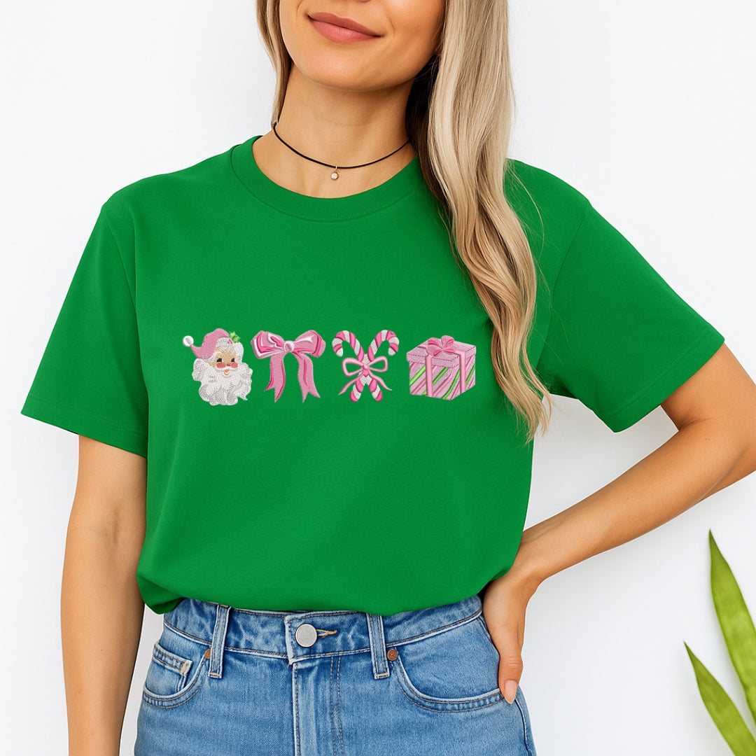 Holiday Shirt -Pink Christmas Icons Graphic