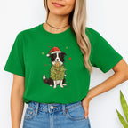 Merry & Furry Tees: Border Collie Christmas Lights Design – Cute Holiday Dog Lover Gift