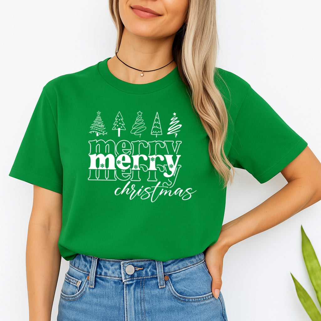 Minimalist Holiday Shirt - Merry Merry Christmas Graphic Tee