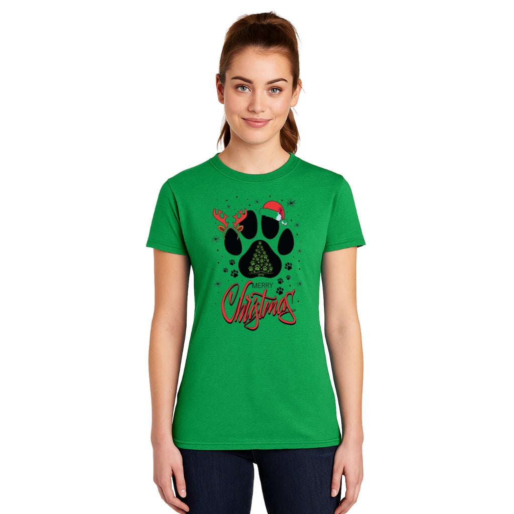 Merry & Furry Tees: Merry Christmas Paw Print Holiday Apparel – Festive Pet Lover Christmas Design