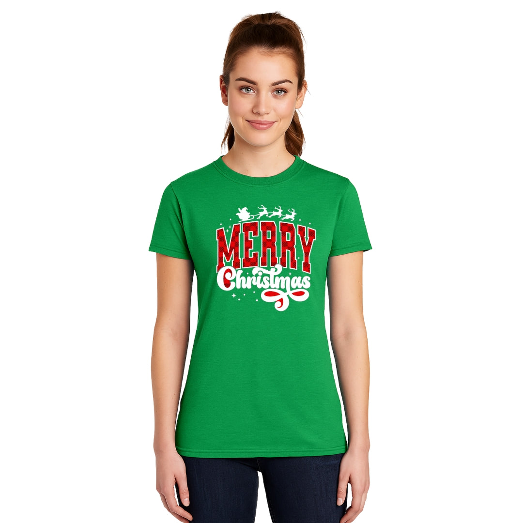 Holiday Shirt - Merry Christmas Buffalo Plaid Graphic