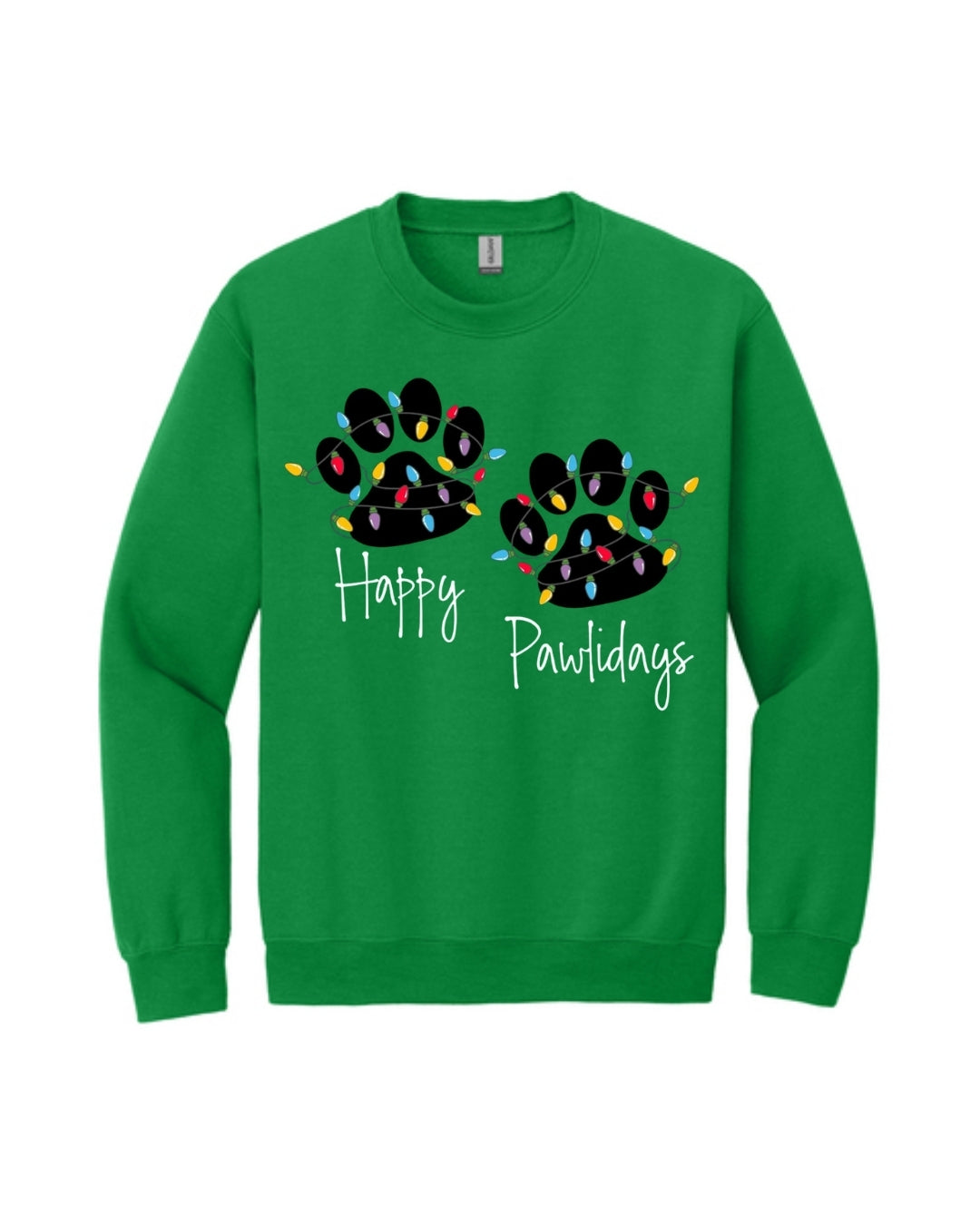 “Happy Pawlidays Festive Paw Print Lights Design”