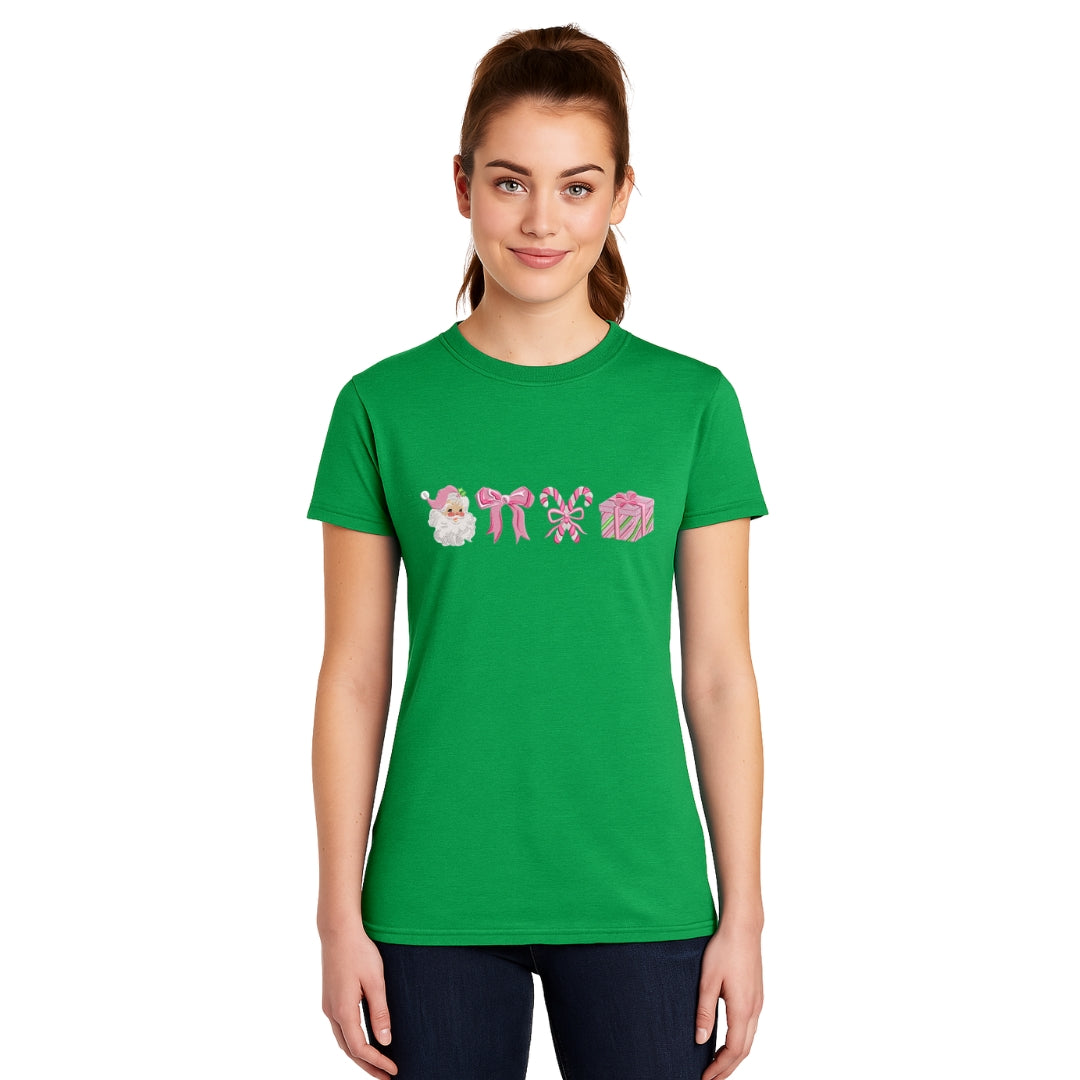 Holiday Shirt -Pink Christmas Icons Graphic