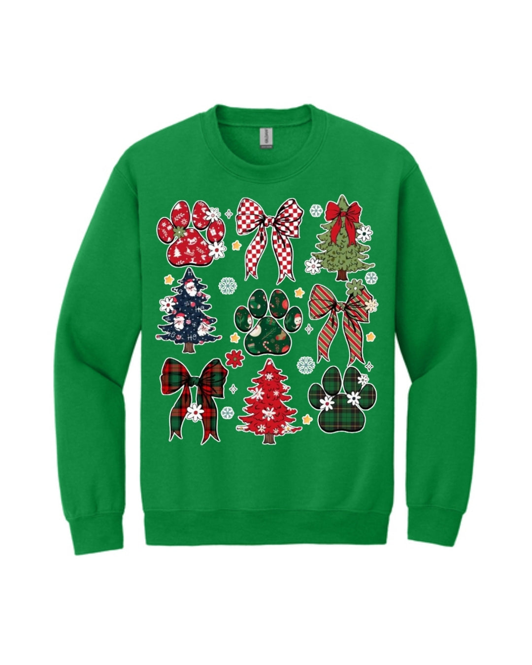 Festive Paw Prints and Christmas Trees