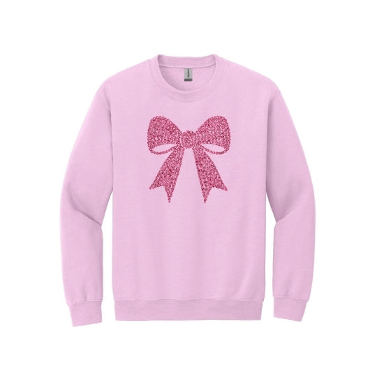 Pink Rhinestone Bow Crewneck