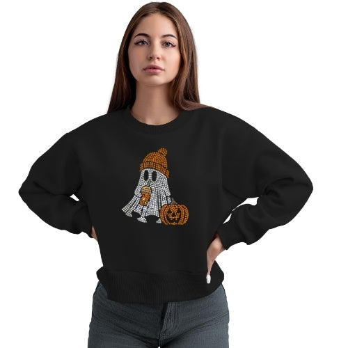 Rhinestone Pumpkin Ghost Sweatshirt