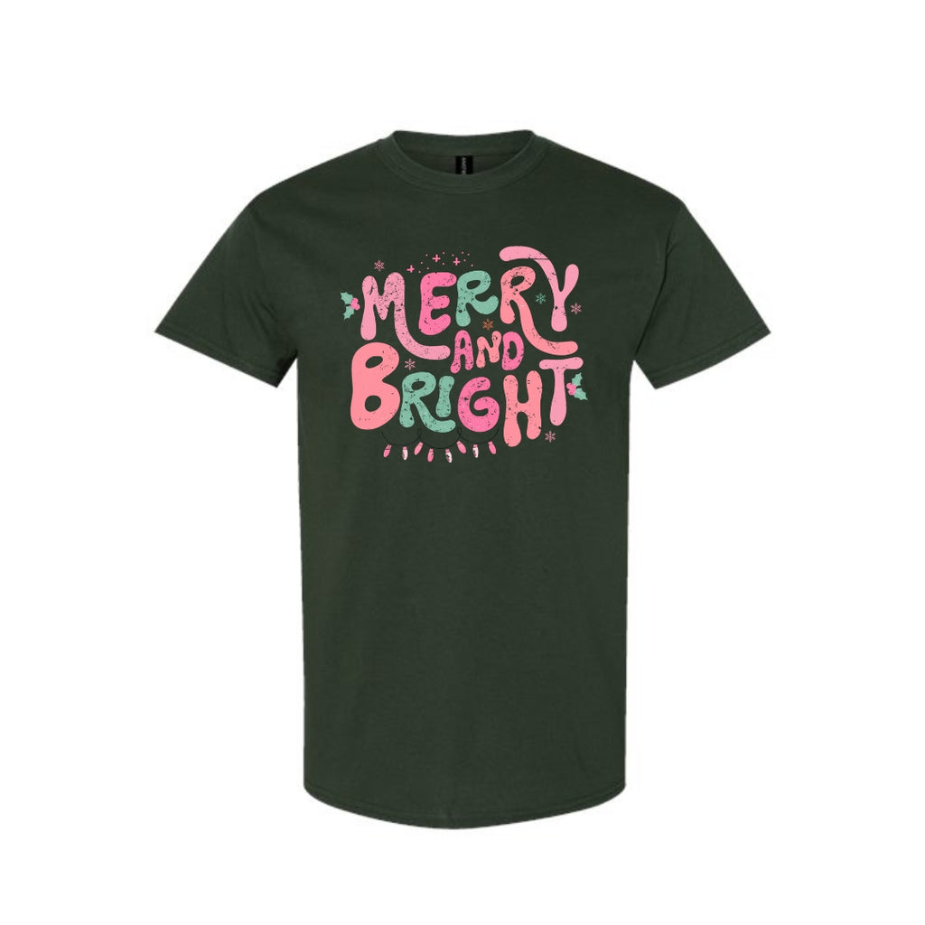 Holiday Shirt - Merry and Bright Pastel Christmas Graphic
