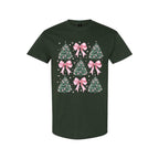 Holiday Shirt -Pink Bow Christmas Trees Graphic