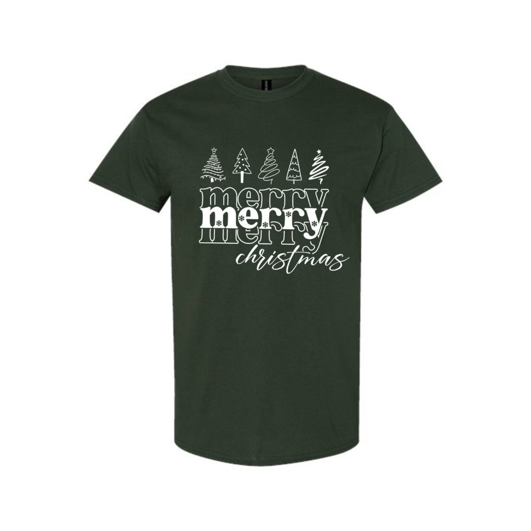 Minimalist Holiday Shirt - Merry Merry Christmas Graphic Tee
