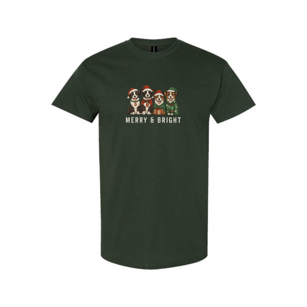 Merry & Furry Tees: Merry & Bright Border Collie Christmas Design – Festive Holiday Dog Lover Gift
