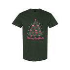 Holiday Shirt -Merry Christmas Pink Bow Tree Graphic