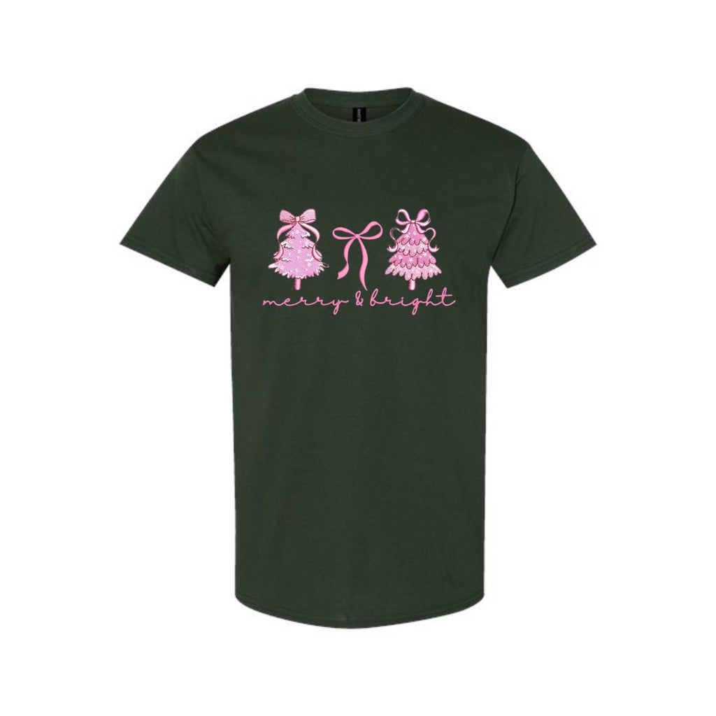 Holiday Shirt - Merry & Bright Pink Christmas Graphic