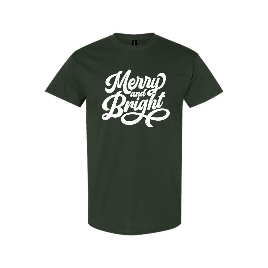 Minimalist Holiday Shirt - Merry and Bright Holiday Graphic