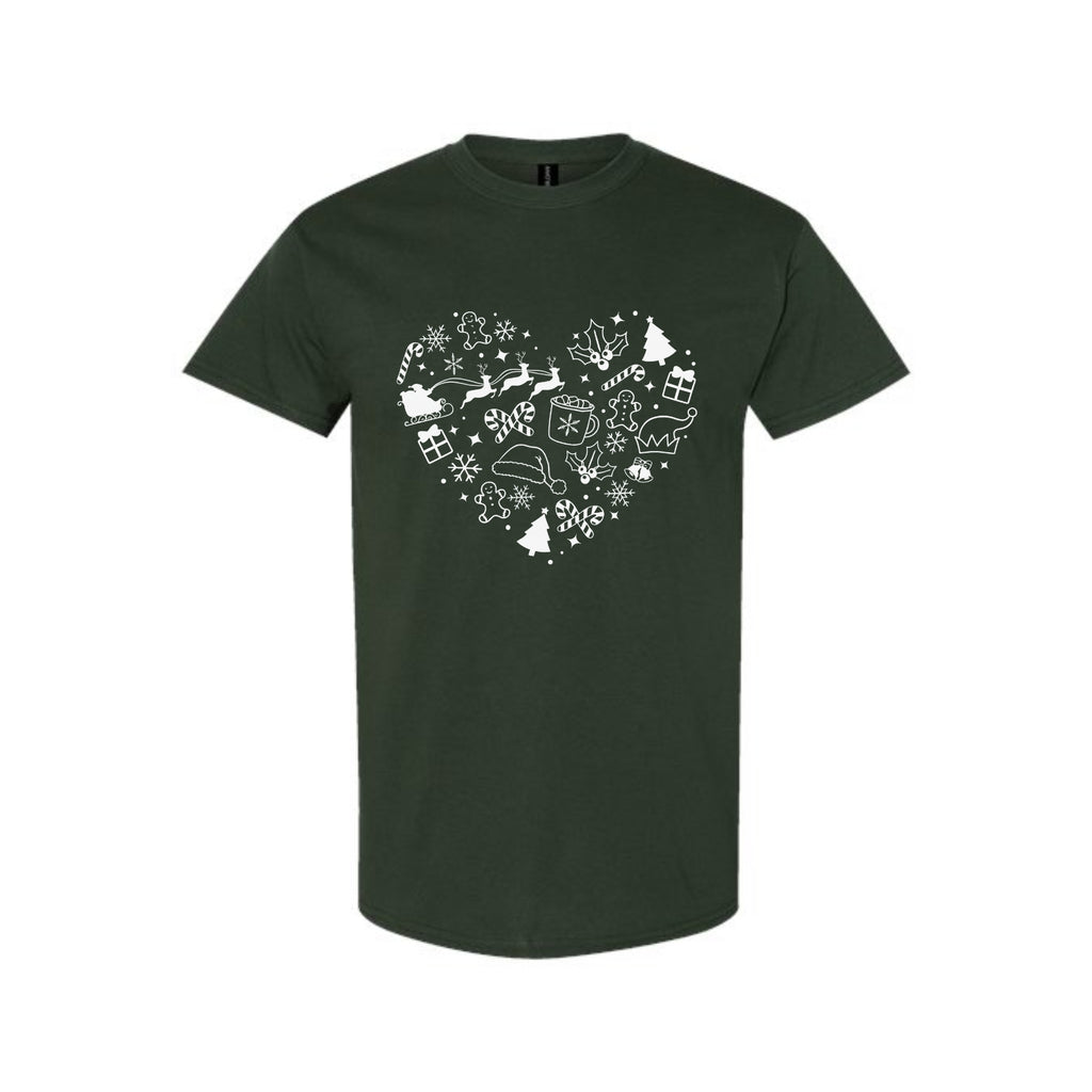 Minimalist Holiday Shirt - Festive Heart Christmas Icons