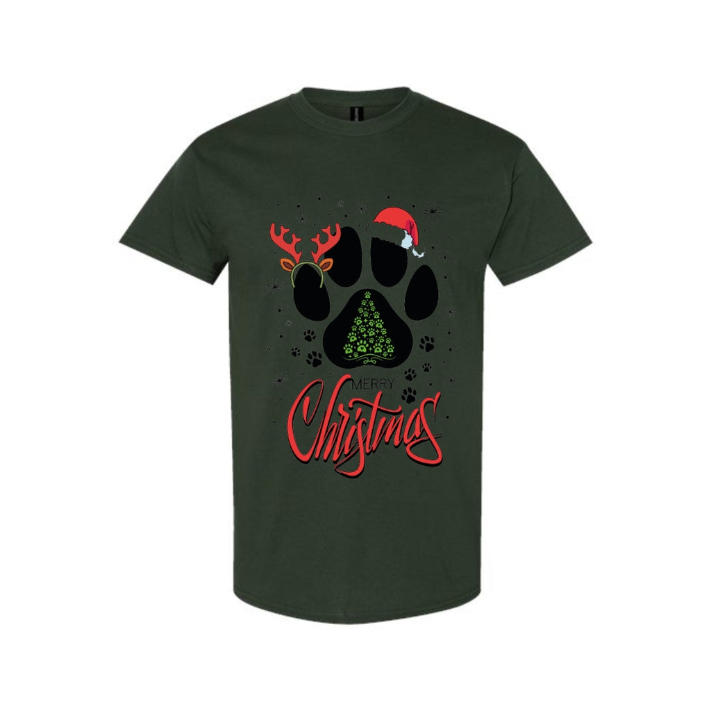 Merry & Furry Tees: Merry Christmas Paw Print Holiday Apparel – Festive Pet Lover Christmas Design
