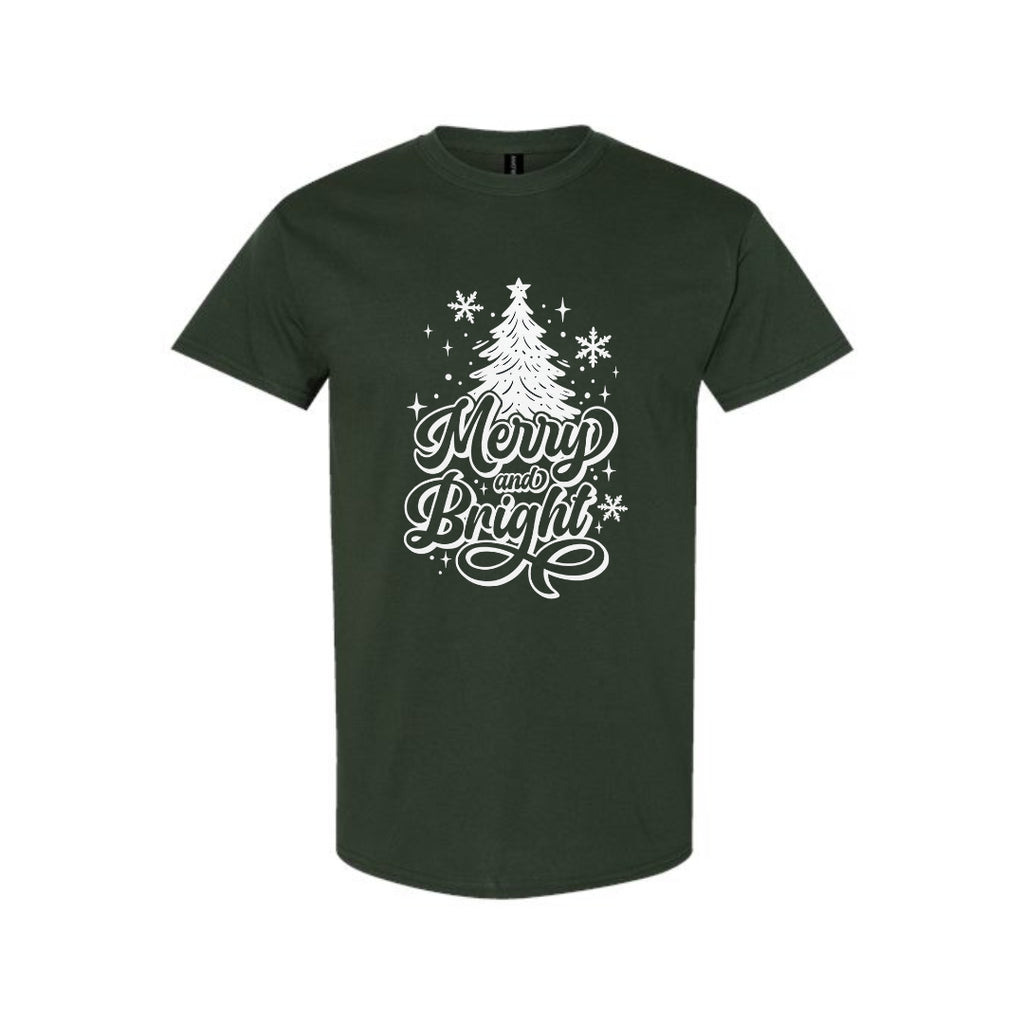 Minimalist Holiday Shirt - Merry and Bright” Christmas Tree Design