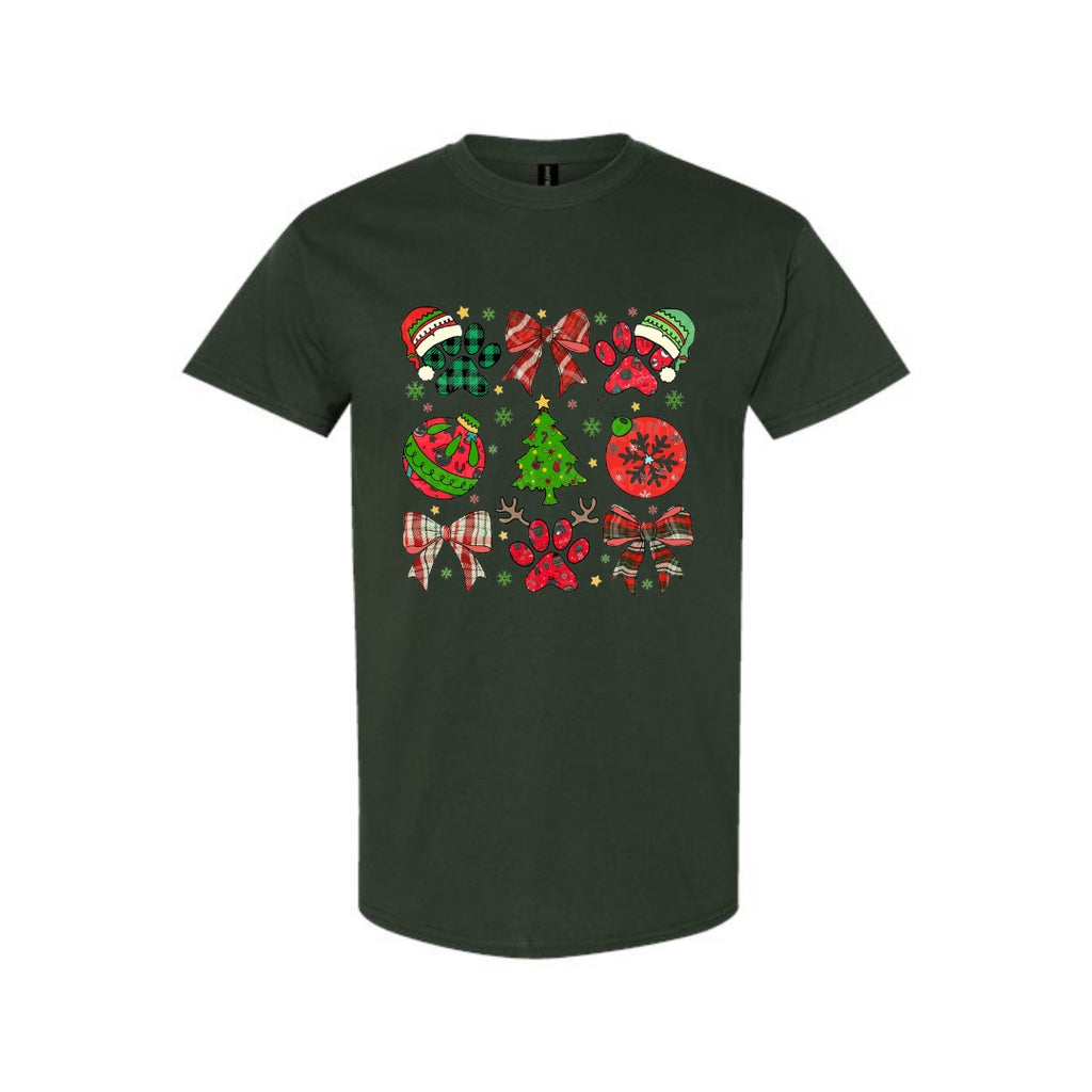 Christmas Tee for Pet Parents : Paw Print Christmas Apparel – Festive Dog Lover Holiday Gift