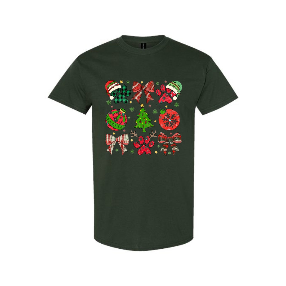 Christmas Tee for Pet Parents : Paw Print Christmas Apparel – Festive Dog Lover Holiday Gift