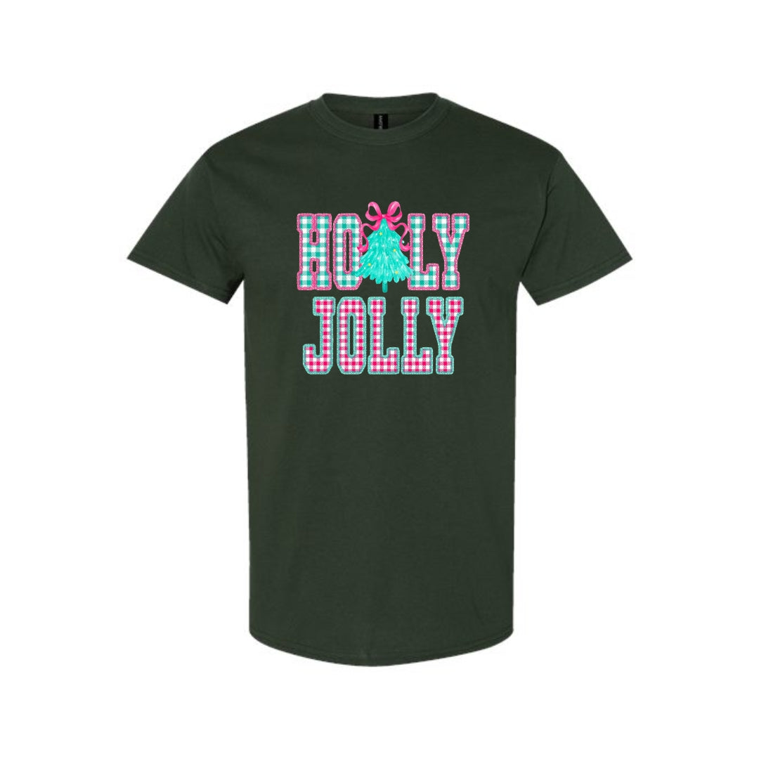Holiday Shirt -Holly Jolly Gingham Christmas