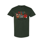 Merry & Furry Tees: Merry Christmas Paw Print Buffalo Plaid Holiday Apparel – Cute Festive Dog Lover Design