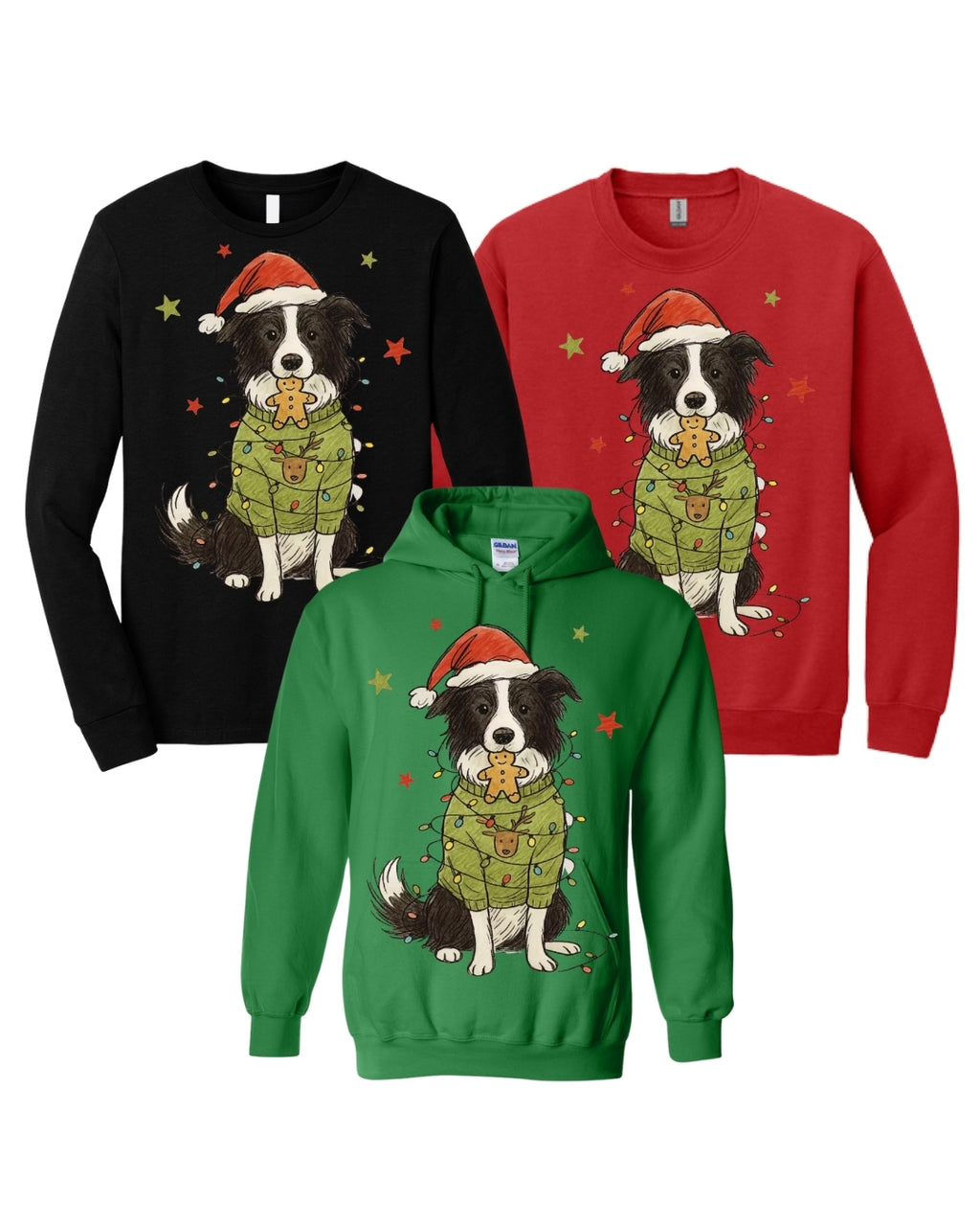 Border Collie Christmas Lights Design – Cute Holiday Dog Lover Gift