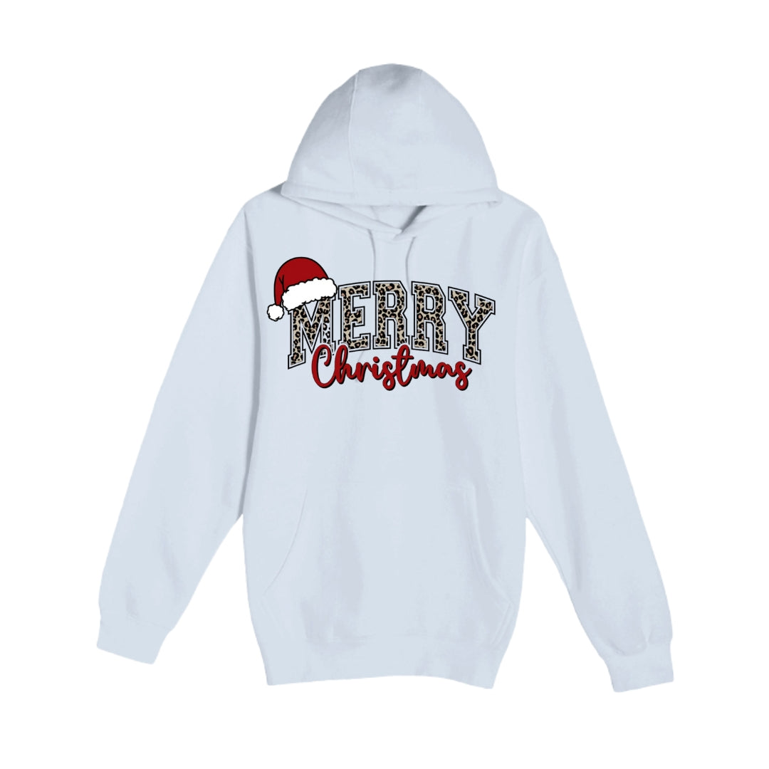 HOLIDAY HOODIE-“Merry Christmas” Leopard Santa Design