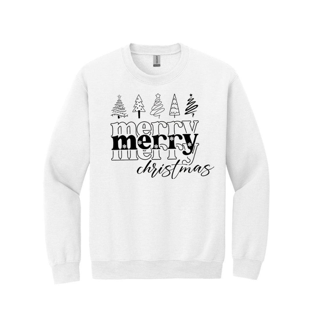 Holiday Crewneck Sweatshirt- Merry Merry Christmas Graphic Tee