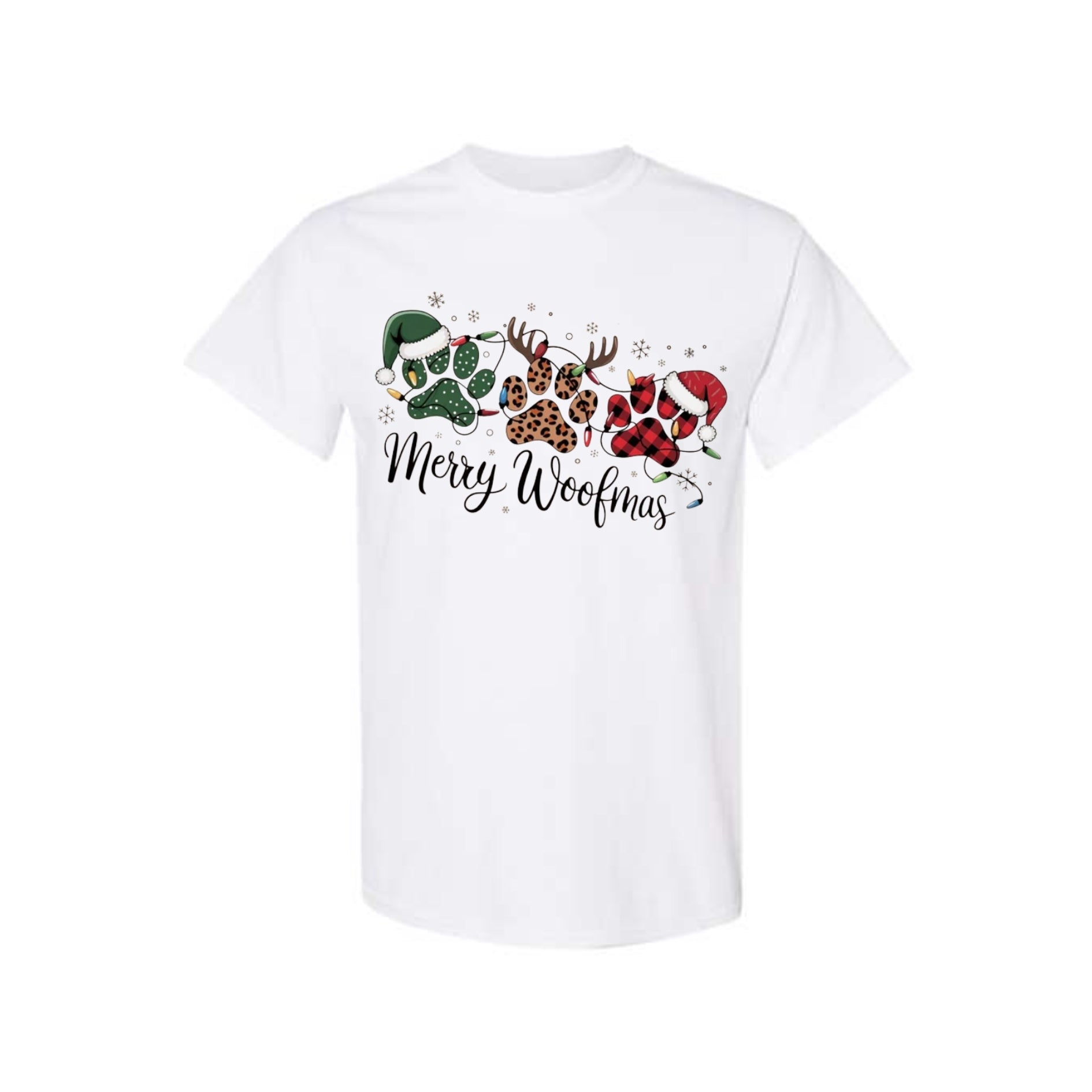 Christmas Tee for Pet Parents : Merry Woofmas Paw Print Apparel – Festive Dog Lover Christmas Gift