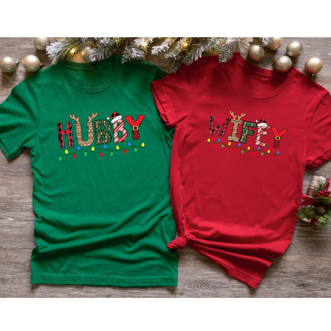 Holiday Shirt - Matching Couple Christmas Clothing – Hubby & Wifey Christmas Lights Design