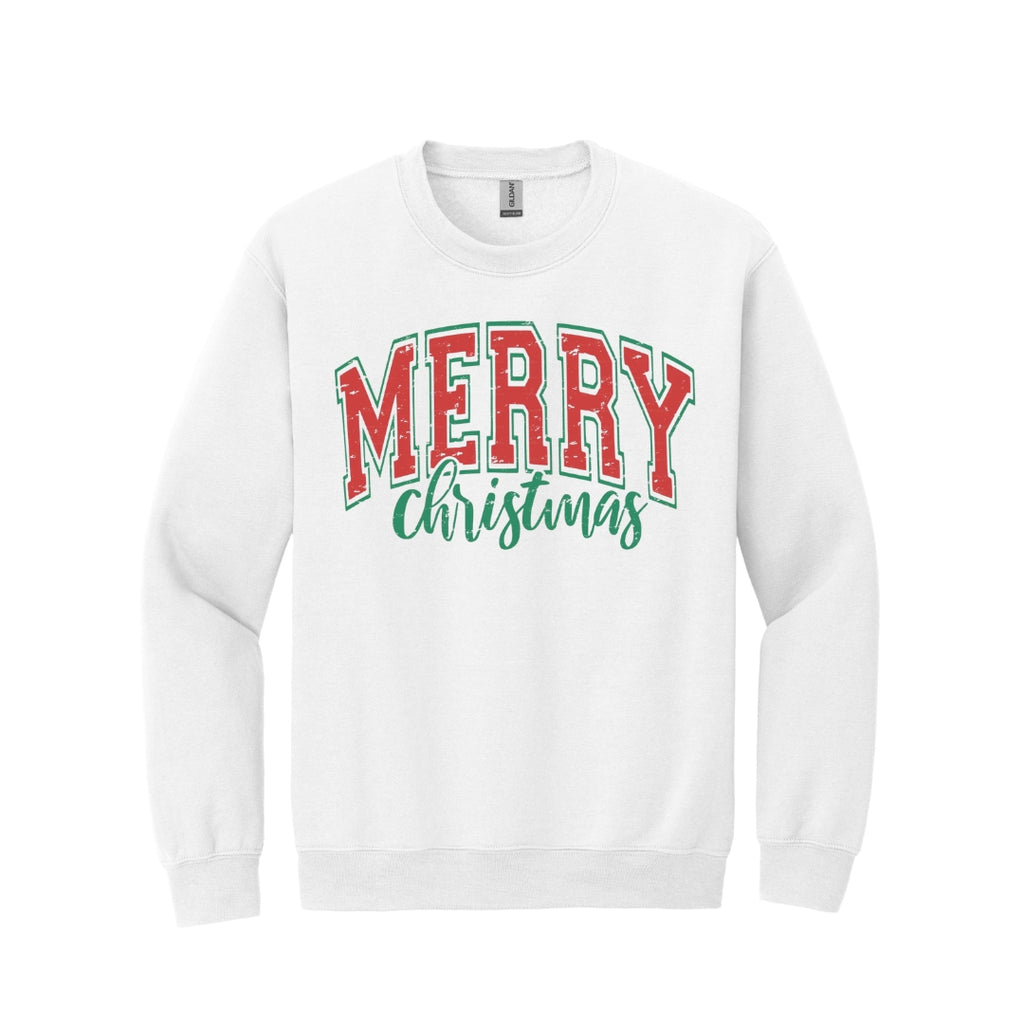 Holiday Crewneck Sweatshirt-“Merry Christmas” Bold Letter Design