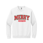 Holiday Crewneck Sweatshirt-Bold “Merry Christmas” Holiday Apparel – Classic Varsity Style Christmas Design