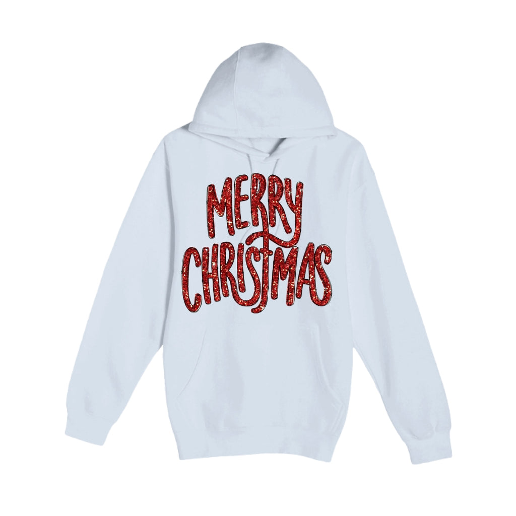 HOLIDAY HOODIE-“Merry Christmas” Glitter Script Design