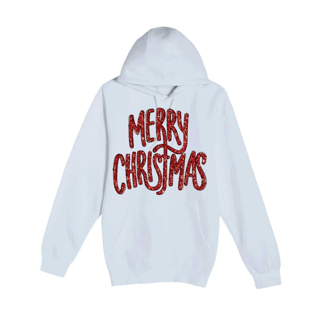 HOLIDAY HOODIE-“Merry Christmas” Glitter Script Design