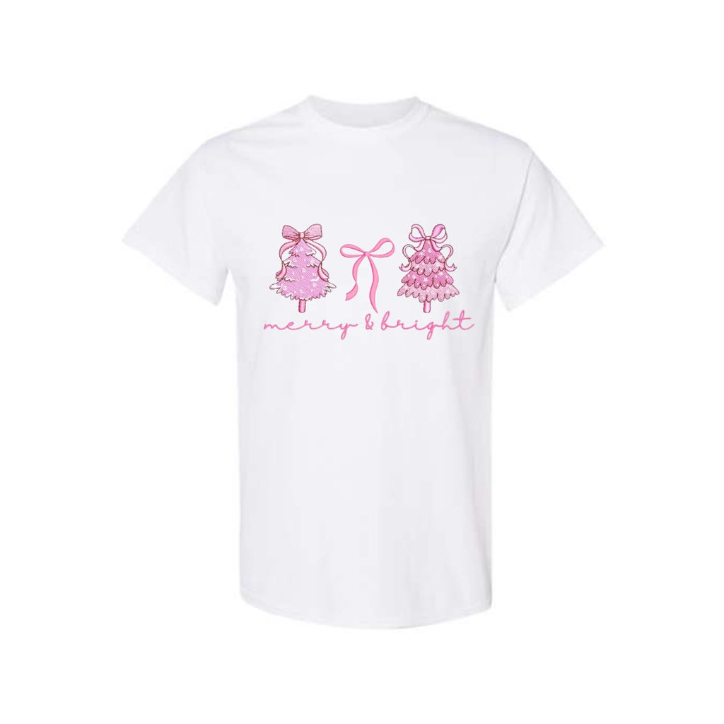 Holiday Shirt - Merry & Bright Pink Christmas Graphic