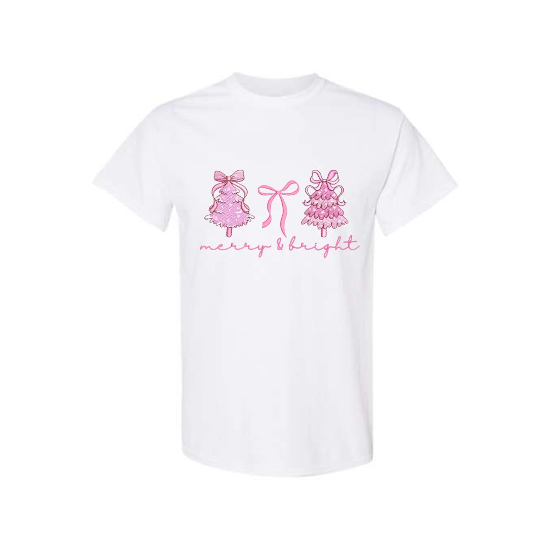 Holiday Shirt - Merry & Bright Pink Christmas Graphic