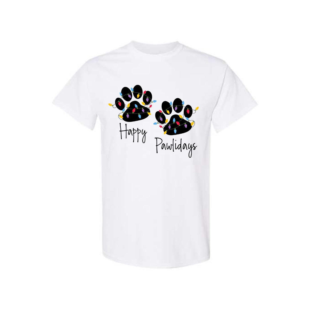 Christmas Tee for Pet Parents : Happy Pawlidays Sweatshirt – Festive Dog Lover Gift