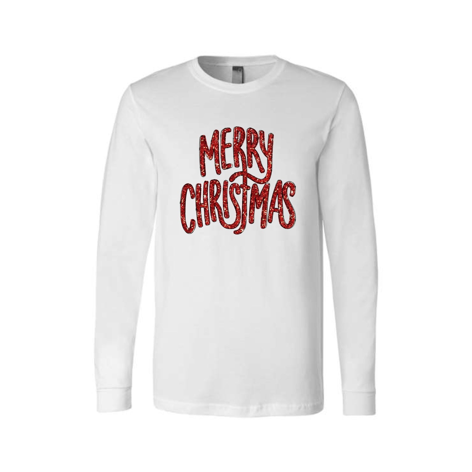 Holiday Long Sleeves- “Merry Christmas” Glitter Script Design
