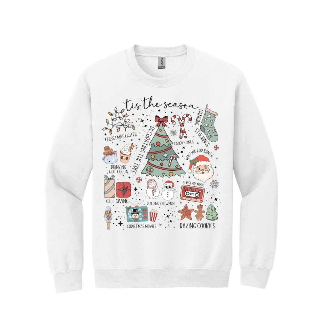 Holiday Crewneck Sweatshirt- Tis the Season’ Christmas Icons