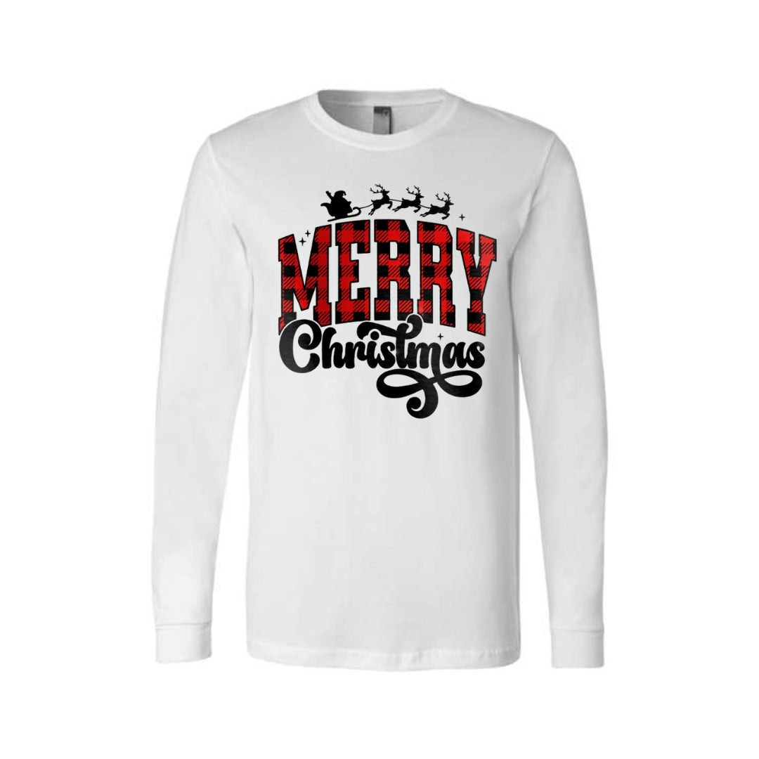 Holiday Long Sleeves- Merry Christmas Buffalo Plaid Graphic