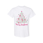 Holiday Shirt -Merry Christmas Pink Bow Tree Graphic