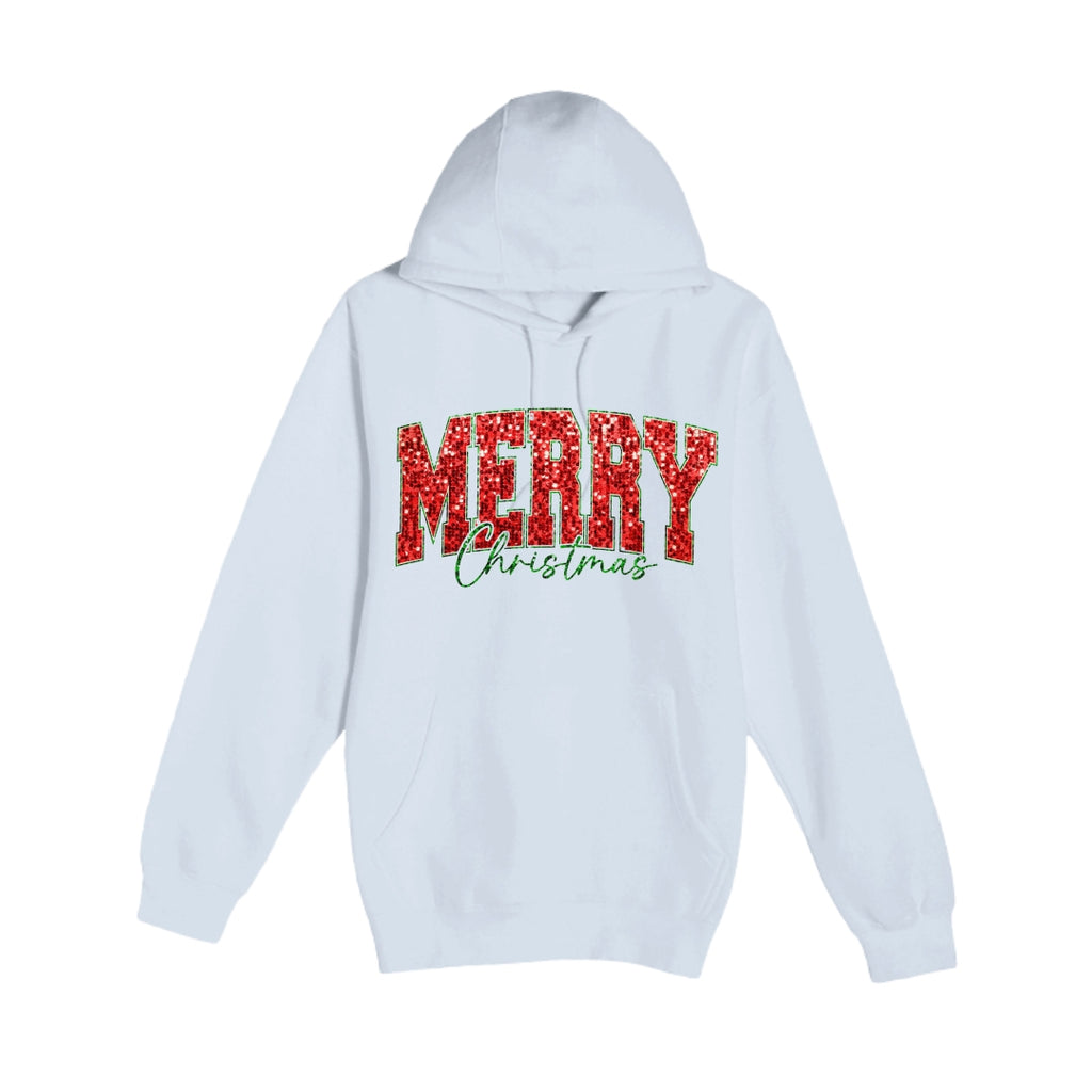 HOLIDAY HOODIE-“Merry Christmas” Glitter Varsity Design