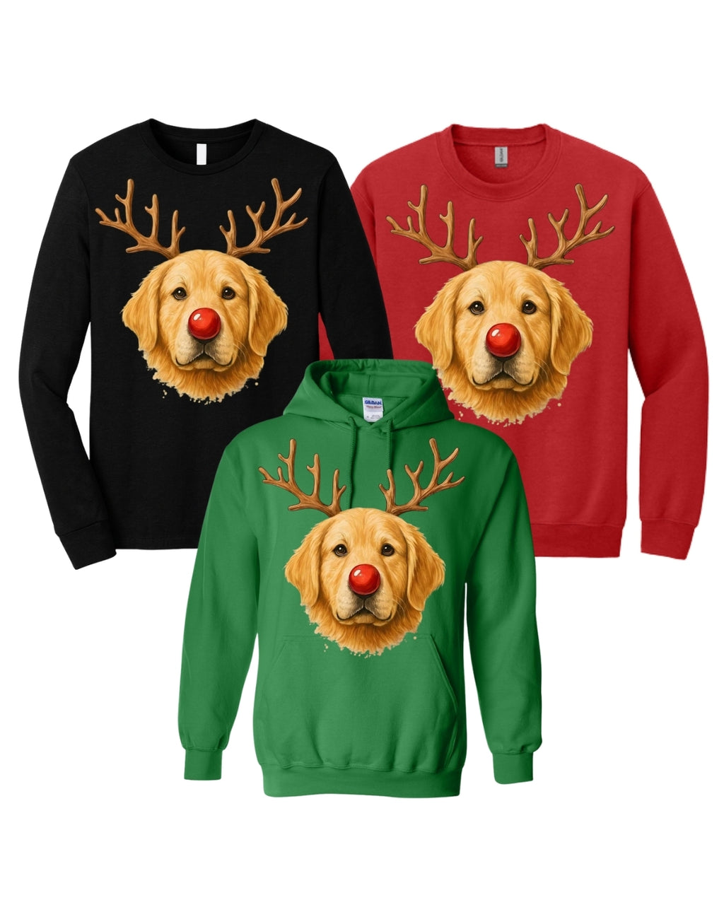 Reindeer Golden Retriever Christmas Design – Cute Holiday Dog Graphic