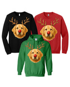 Reindeer Golden Retriever Christmas Design – Cute Holiday Dog Graphic