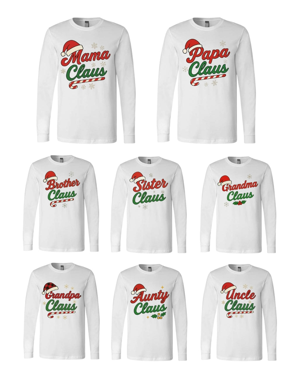 Holiday Long Sleeves- Family Claus Christmas Apparel Collection – Matching Holiday Outfits for the Whole Family
